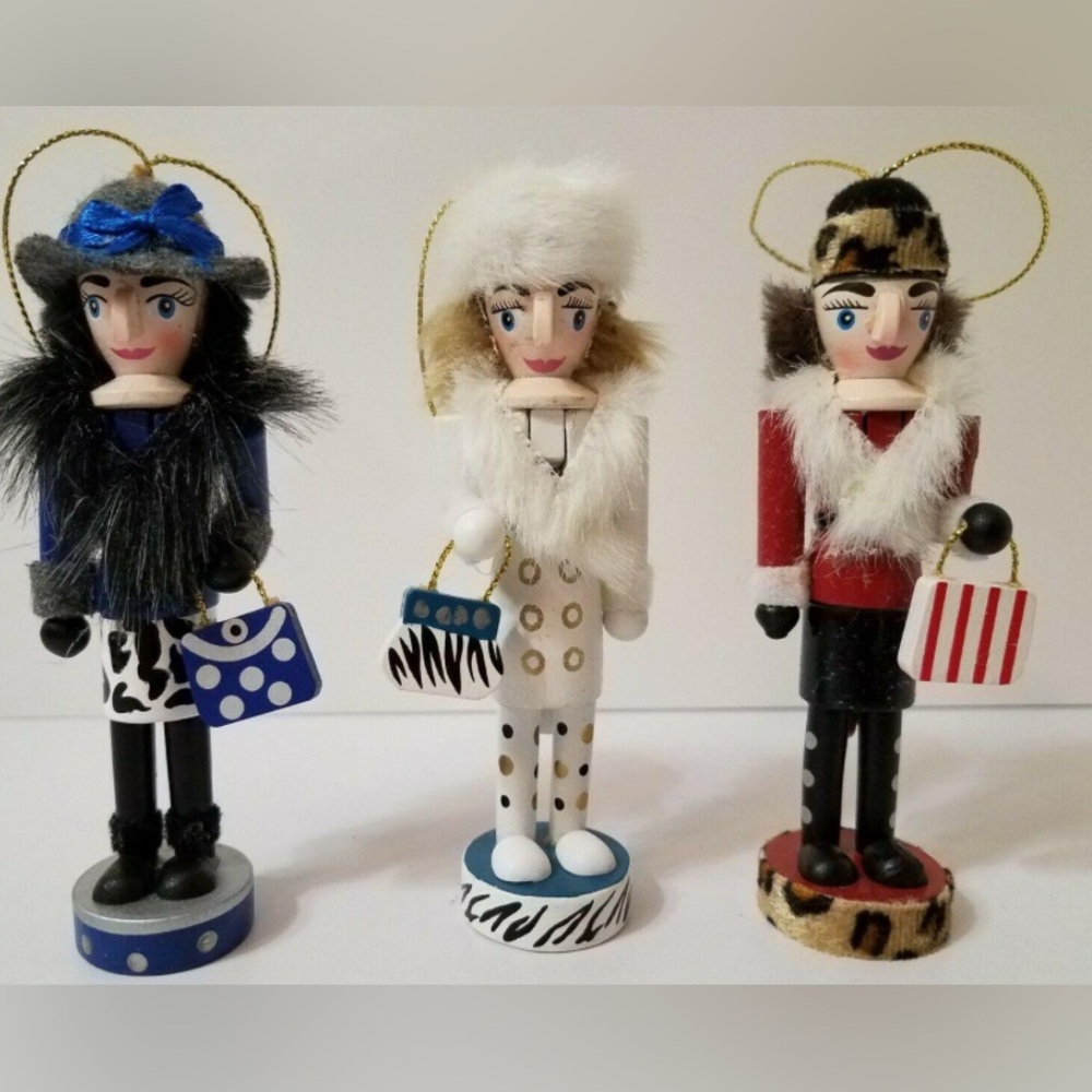 (🎄SOLD) Pier 1 Imports Christmas Nutcracker Shopping Ladies Ornaments